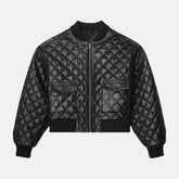 Vanessa Quilted Black Women’s Leather Bomber Jacket