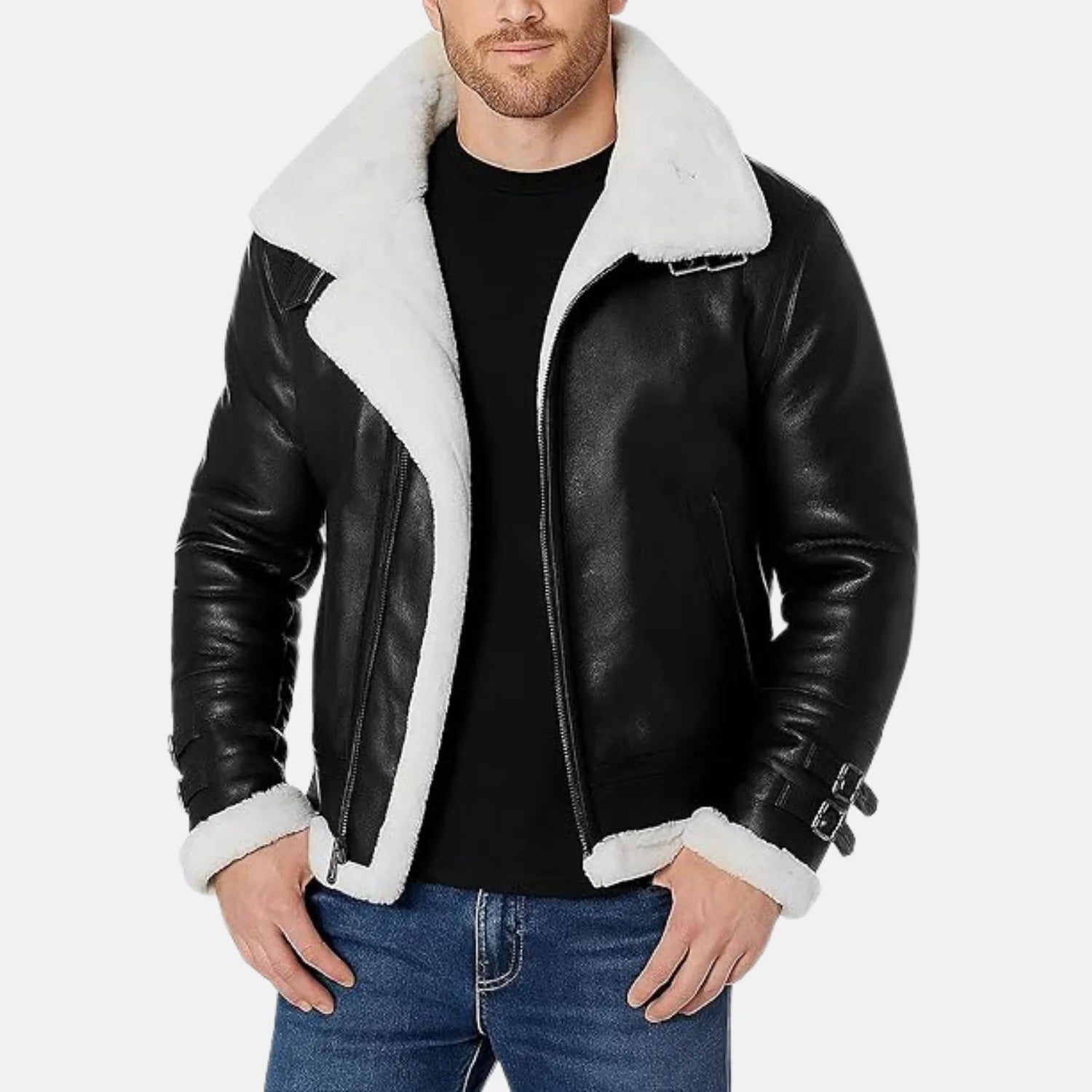 Fur Shearling Hoodie Leather Jacket