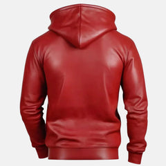 Men's Leather Hooded Motorcycle Jacket