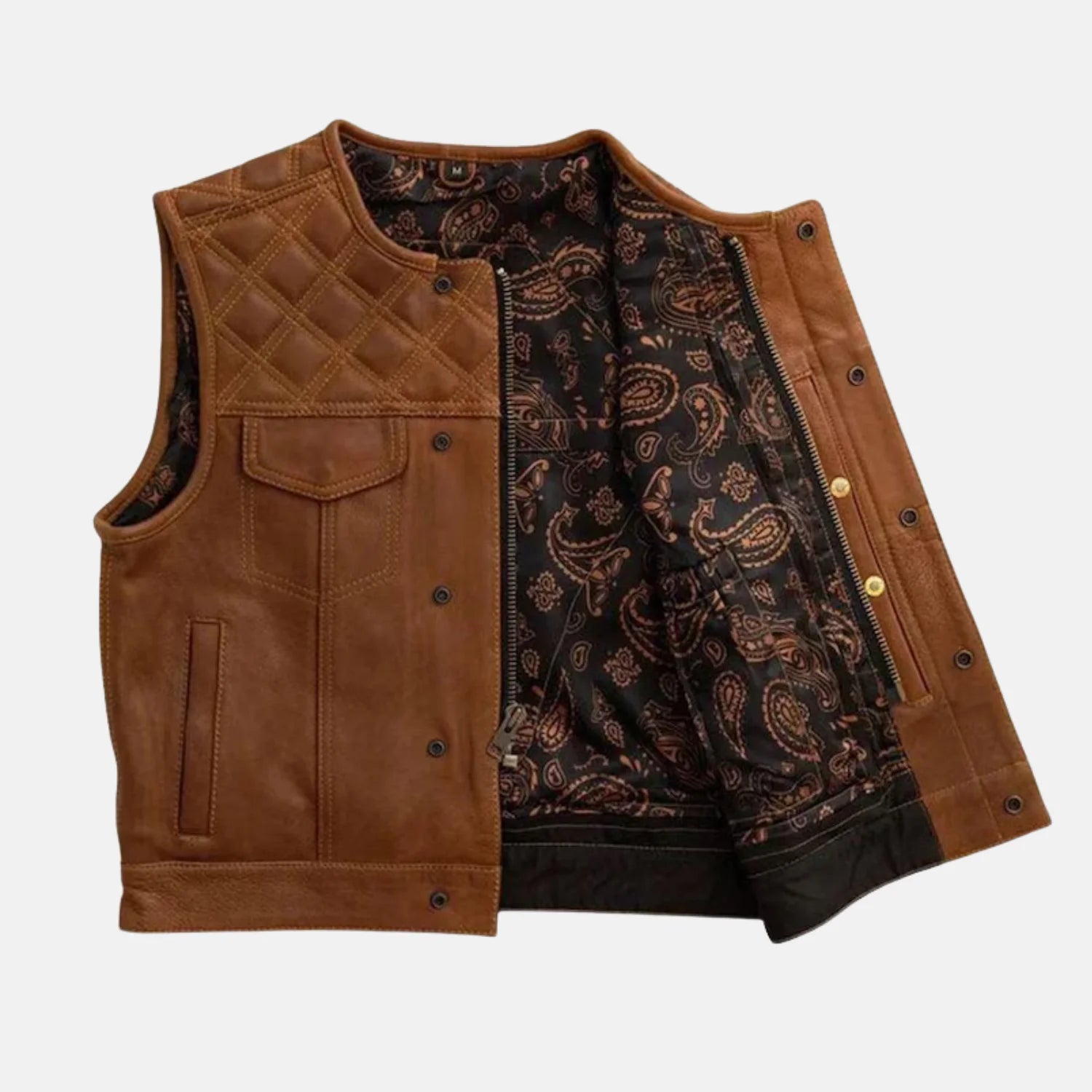 Western Club Style Leather Biker Vest