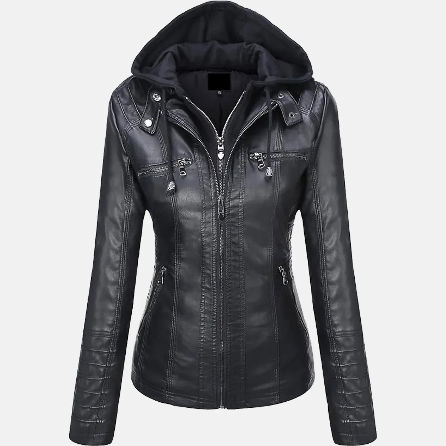 Roslyn Hooded Leather Bomber Jacket for Women