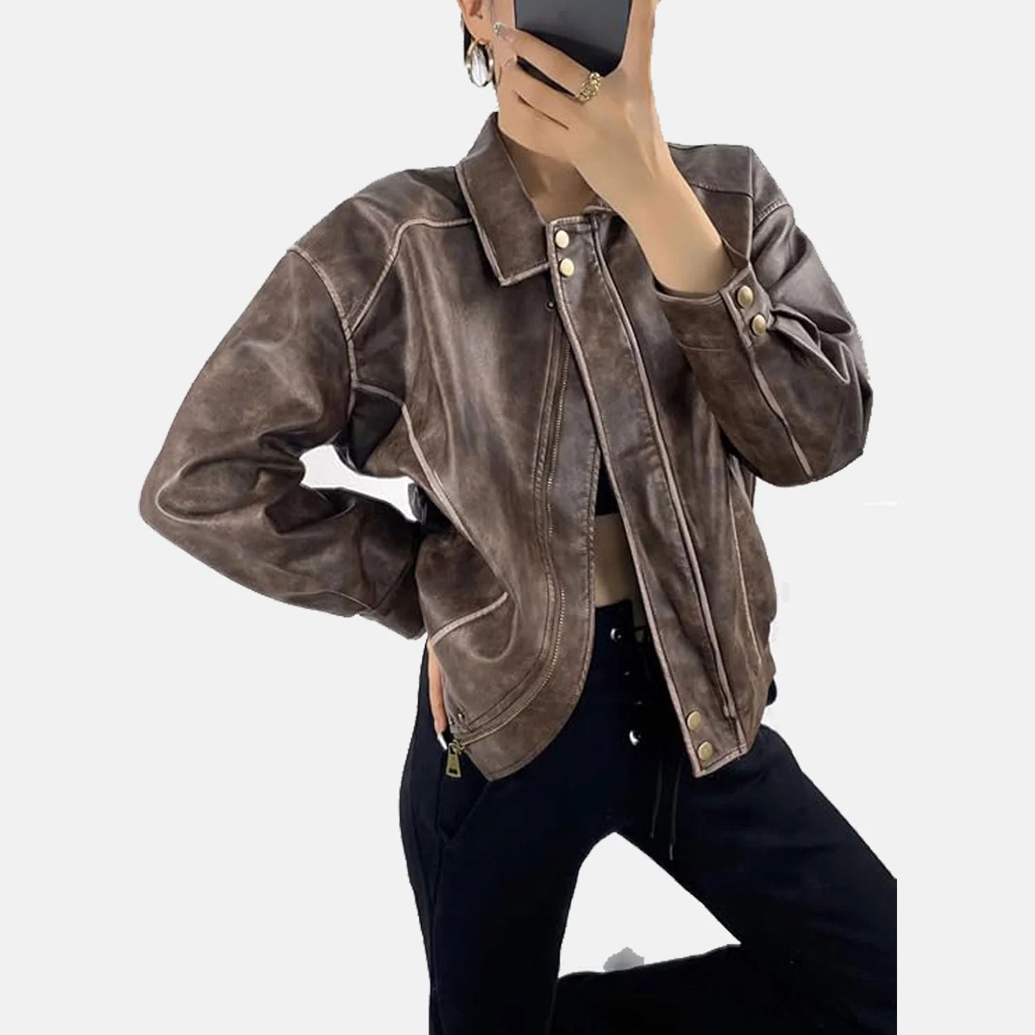 Sasha A1 Suede Leather Bomber Jacket for Women