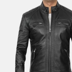 Apex Stand Collar Biker Leather Jacket