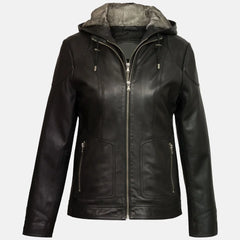 Avalanche Women Hooded Leather Jacket