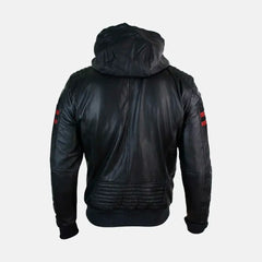 Caspian Men's Real Leather Jacket With Hood