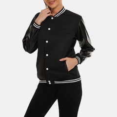 Classic Crest Leather Bomber Jacket for women | Order Now