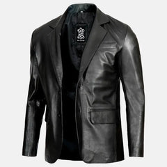 Double Button Refined Men leather Blazer