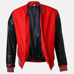 Evoro Red And Black Jacket Men's Varsity Jacket