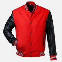 Evoro Red And Black Jacket Men's Varsity Jacket