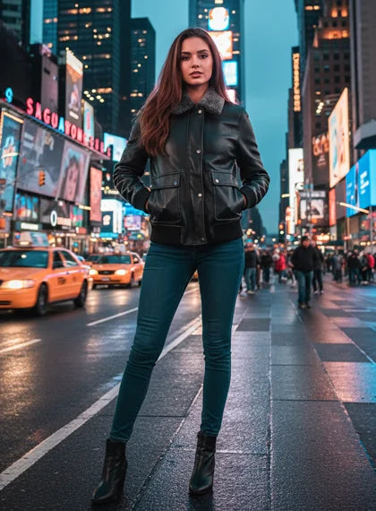 Leather Flight Jacket Women's