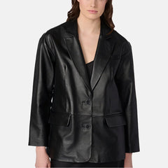 Gothic Glam Genuine Leather Blazer Women