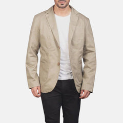 Harvono Slim Fit Men’s Leather Blazer