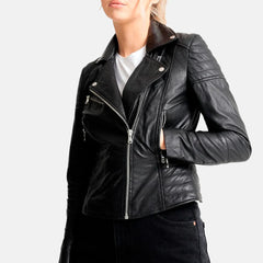 Hellfire Chic Leather Biker Jacket Women