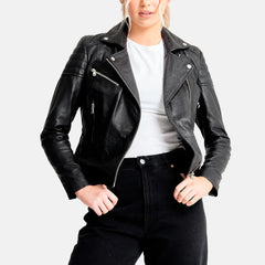 Hellfire Chic Leather Biker Jacket Women