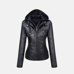 Lennox Lynx Female Leather Jacket with Hood