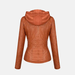 Lennox Lynx Female Leather Jacket with Hood