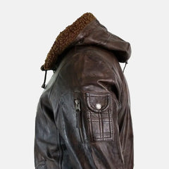 Mens Furry Leather Jacket With Hoodie