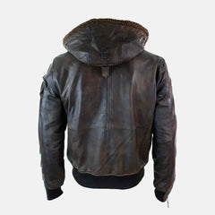 Mens Furry Leather Jacket With Hoodie