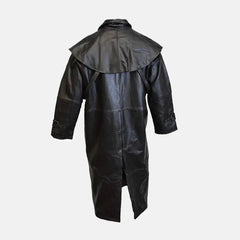 Mystic Noir Black Leather Duster Coat Men