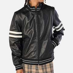 Odyssey Onyx Leather Bomber Jacket for Men | Black