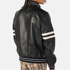 Odyssey Onyx Leather Bomber Jacket for Men | Black