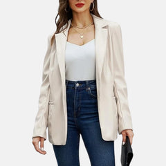 Seraphine Women’s Leather Blazer Fall Casual Lapel Button Down