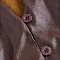 Sophia Women’s Leather Vest Top Sexy Vintage Lace Up V Neck Crop