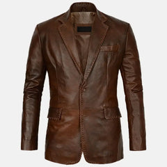 Tristan Brown Leather Blazer