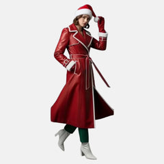 Christmas Leather Trench Coat Wome