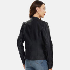 City Varsity Leather Bomber Jacket for Women | Order Now