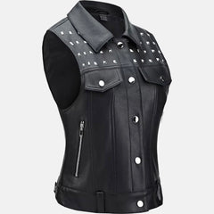 Urban Grit Leather Vest for Women