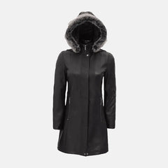 Selene Serenity Furry Hooded Leather Jacket Womens